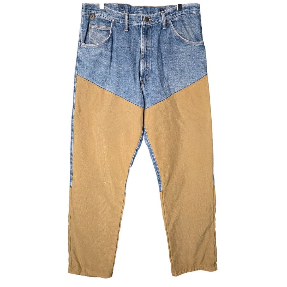 Wrangler Straight Jeans Blue and Tan Two-Tone
